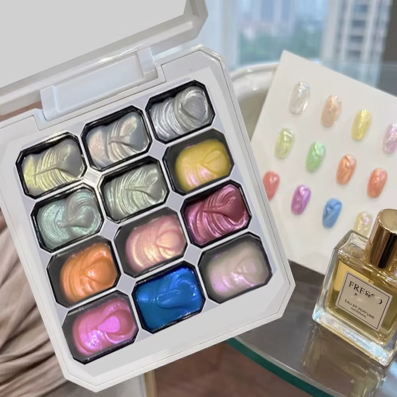 Gel de texture haute brillance pour nail art à l'acide acétique Aurora 12 couleurs