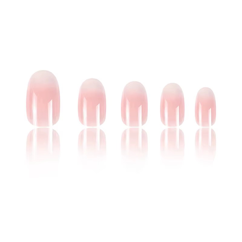 24 pièces ovale court rose presse sur ongles Simple Ombre printemps faux