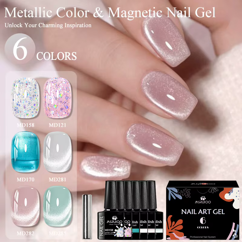 Ensemble de 7 gels magnétiques pour ongles