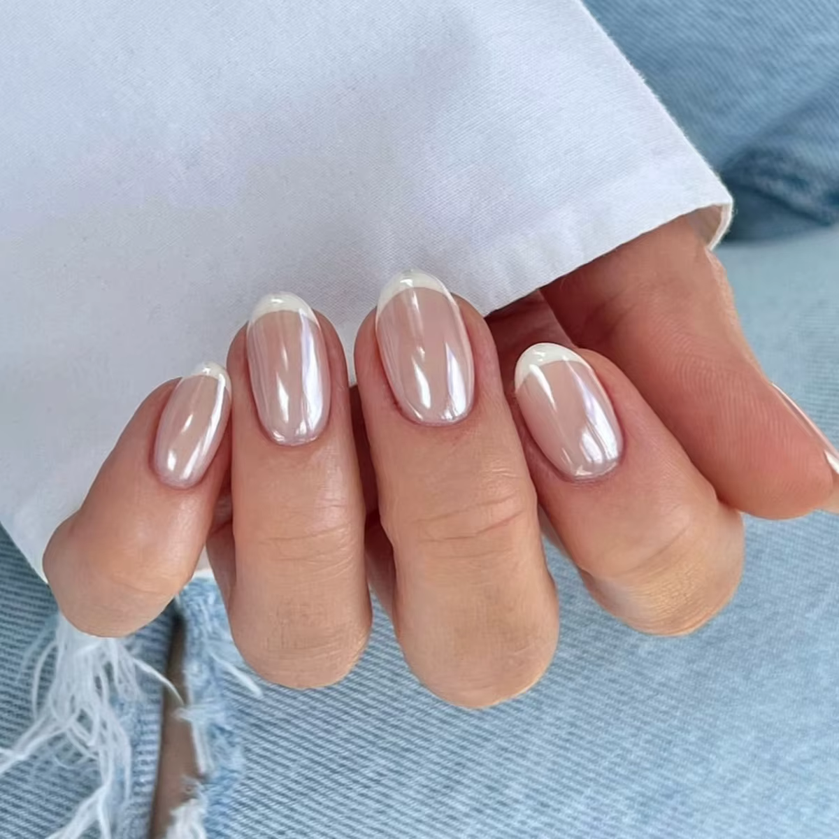Blanc français classique court rond Nail Art portable mode faux ongles détachable fini