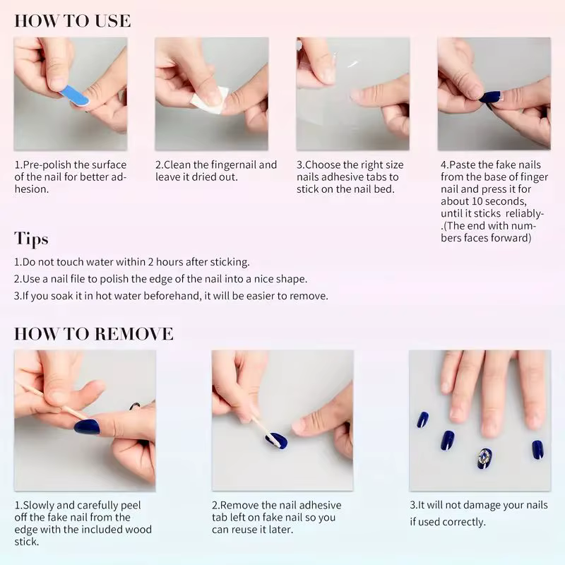 10 pièces d'ongles pressés faits à la main