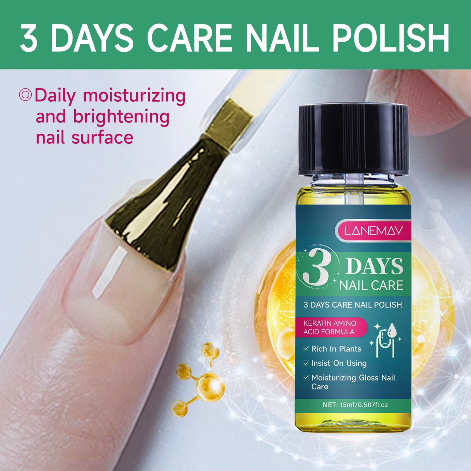 L'huile de soin des ongles de 3 jours maintient