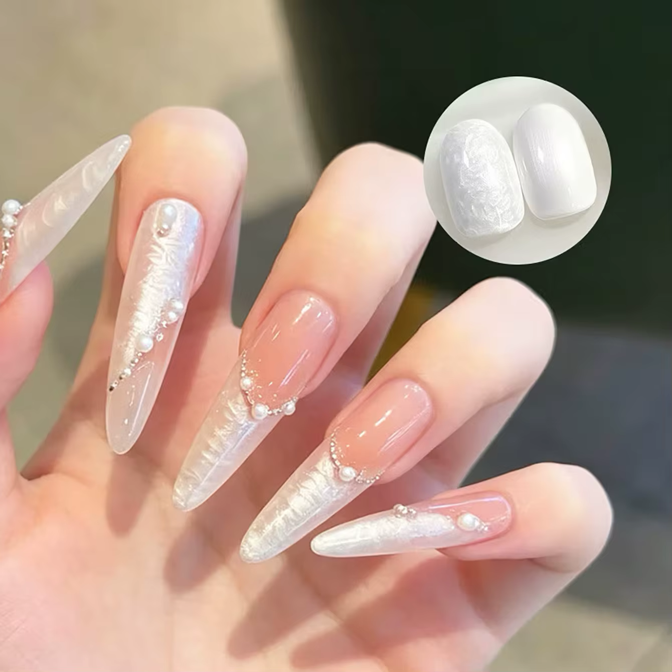 MIANEL 2026 Nouveau Gel à Ongles Blanc Onirique à Texture Tourbillonnante