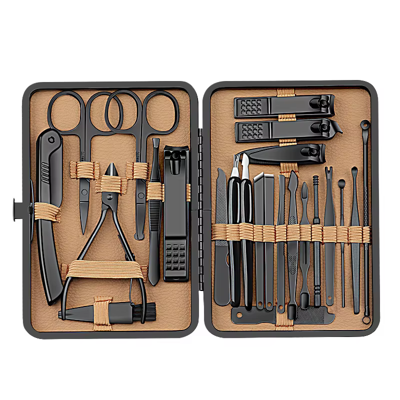 7/16/24 pièces ensemble de manucure professionnel coupe-ongles Kit de pédicure en acier inoxydable outil de soin des ongles Kit de toilettage avec voyage luxueux