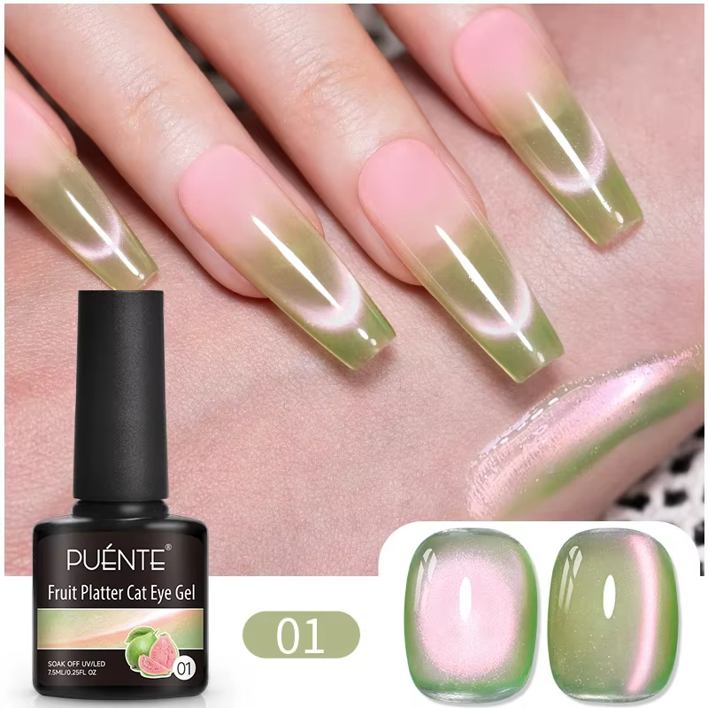 Vernis à ongles Gel magnétique chat série fruits d'été 7.5ML vert violet rose Gel oeil