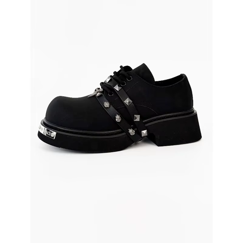 Hommes femmes à semelles épaisses grosse tête rétro Derby chaussures mode haute qualité en cuir chaussures Rivet métal décoration hommes femmes baskets