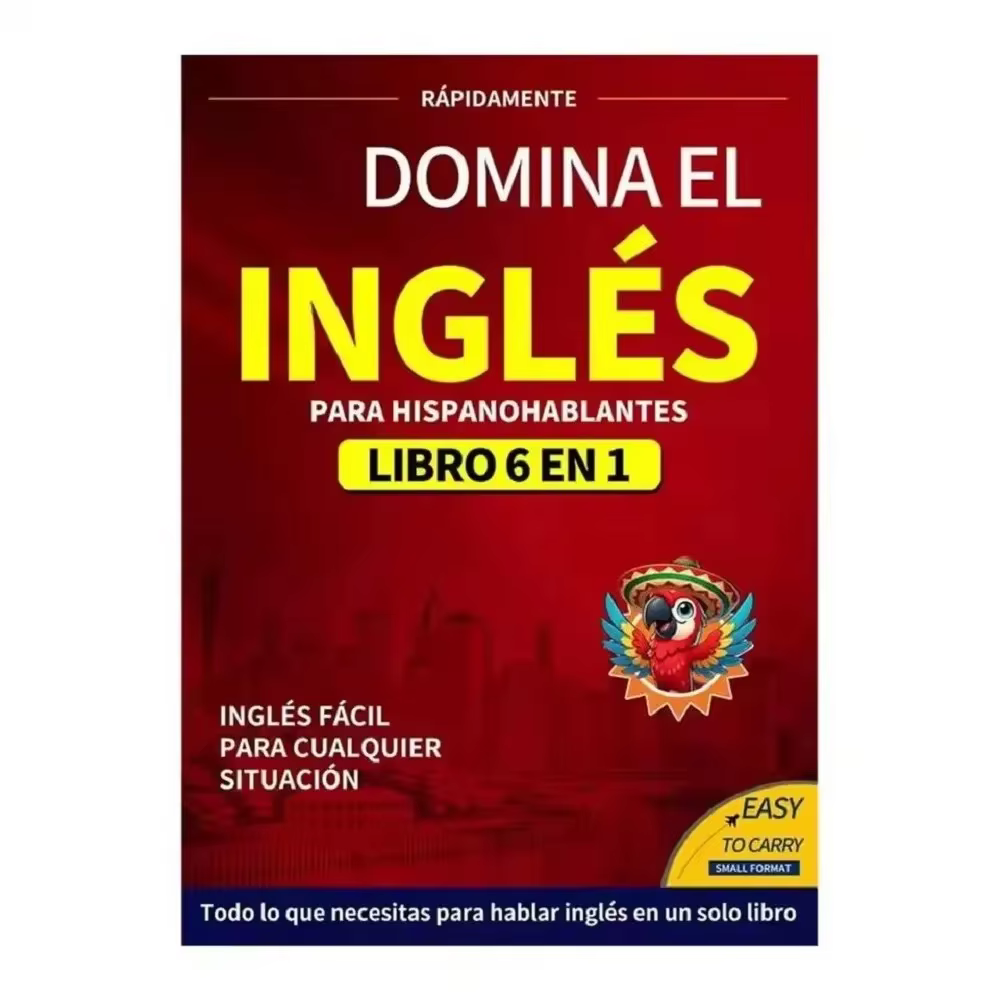 Livres d'anglais pour débutants 6-en-1 édition espagnole - Cahier d'exercices d'apprentissage facile des langues avec dictionnaire pour la lecture et les fournitures scolaires