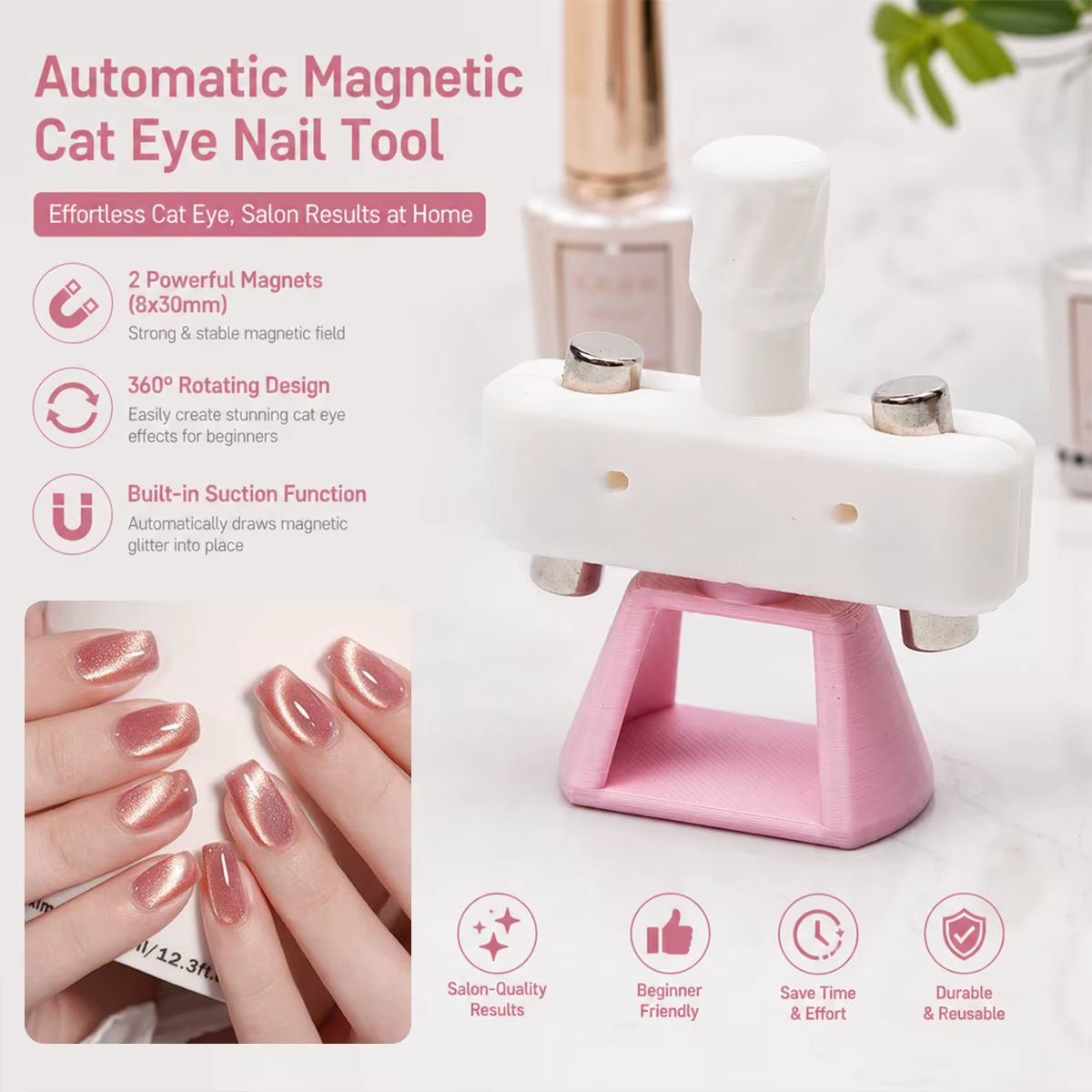 Outil automatique pour nail art avec perles de verre effet œil de chat