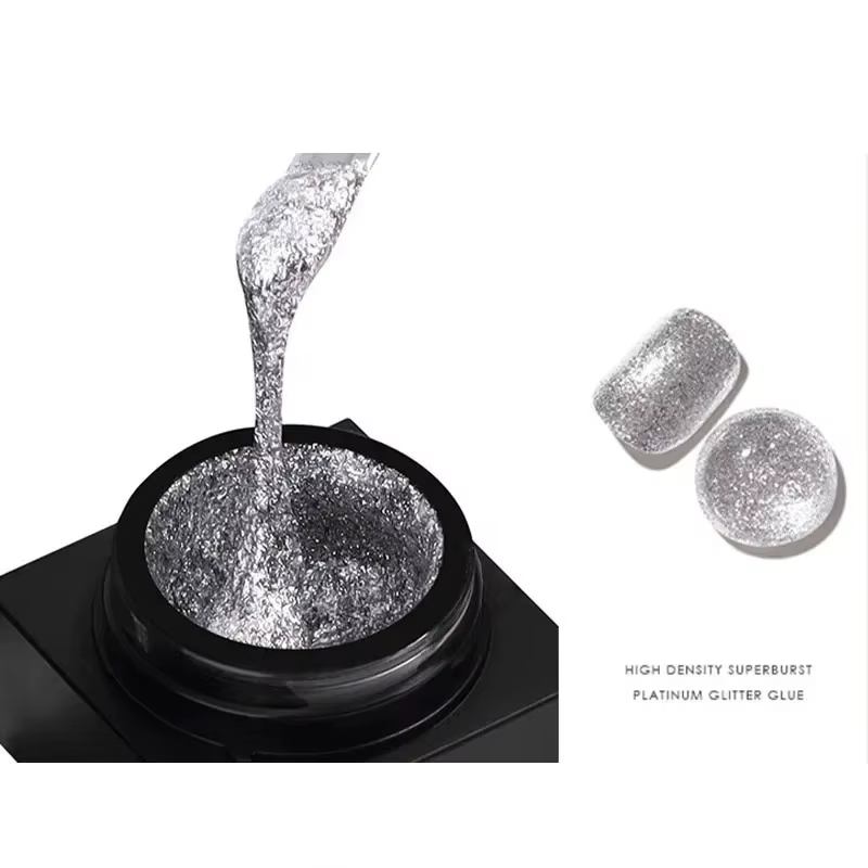 Vernis à ongles Gel réfléchissant 4 couleurs Gel UV or argent noir Nail Art durable brillant 5ml platine paillettes