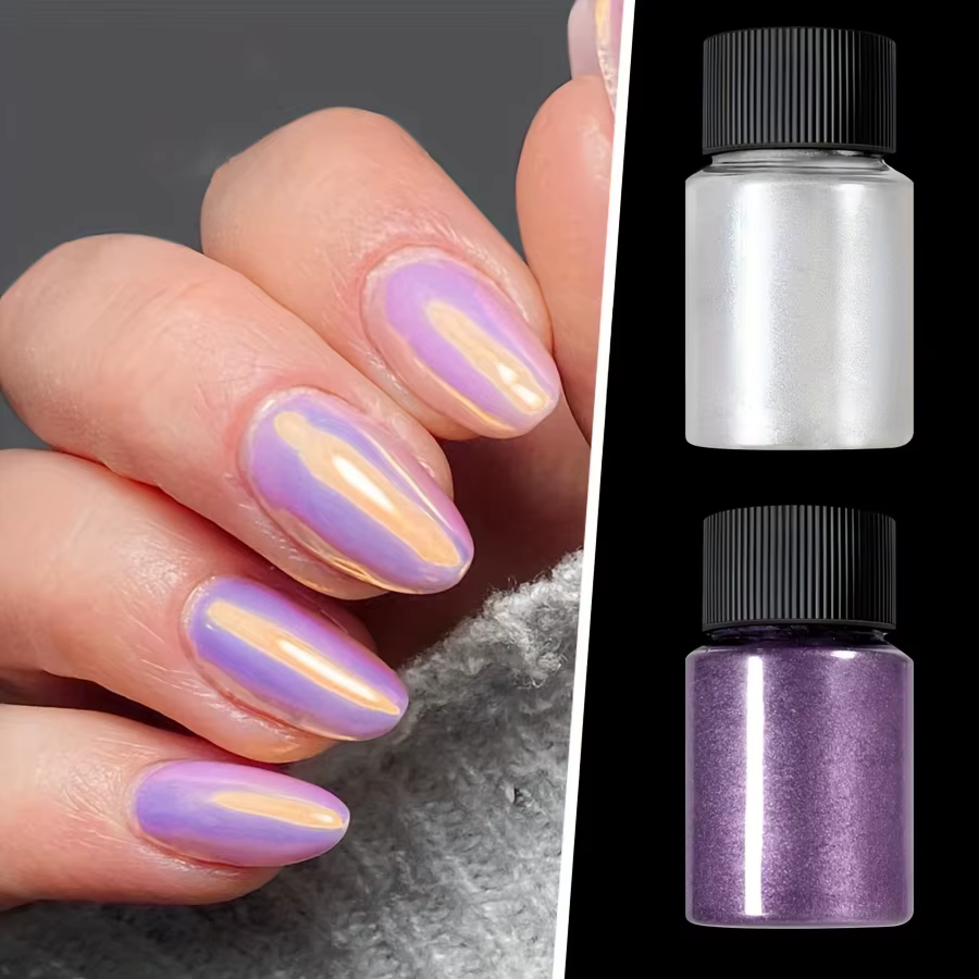 10g/bouteille perles bleues Chrome ongles Pigment paillettes Aurora