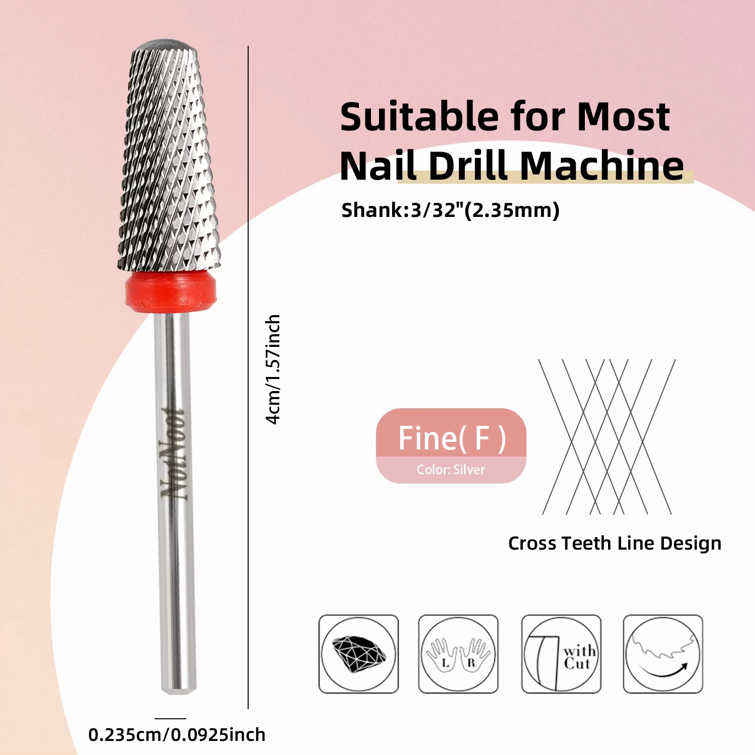 Forets à ongles NotNoot 3/32'' - Petite fraise en carbure pour une finition professionnelle