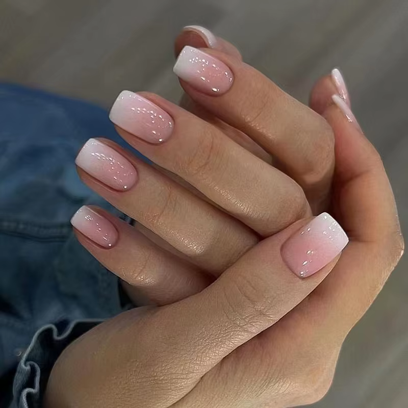Faux Ongles de Style Ballerine Française