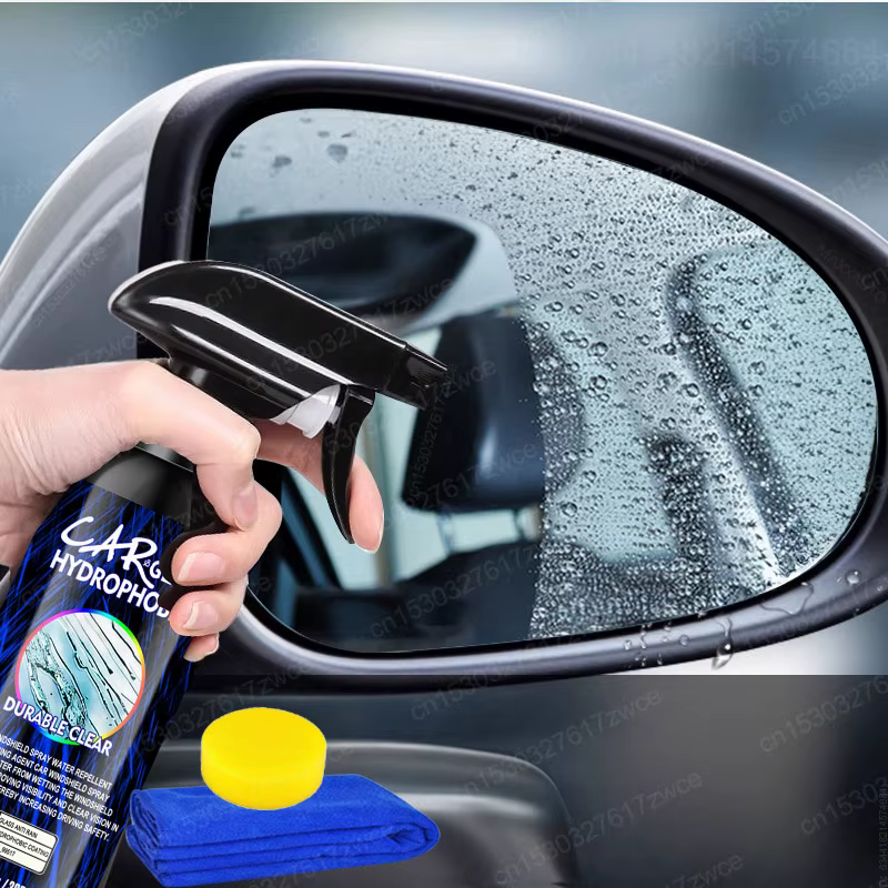 Spray hydrofuge, revêtement Anti-pluie pour voitures, verre hydrophobe, liquide Anti-pluie, masque miroir pour pare-brise, Kit de polissage automobile