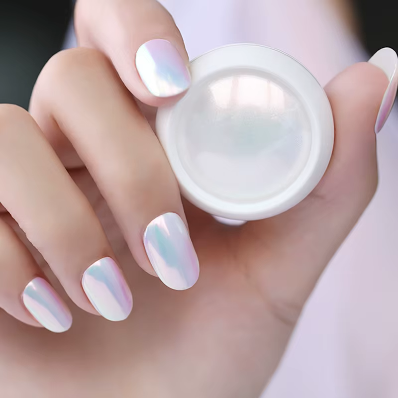 Brillant ongles perle néon rose frotter