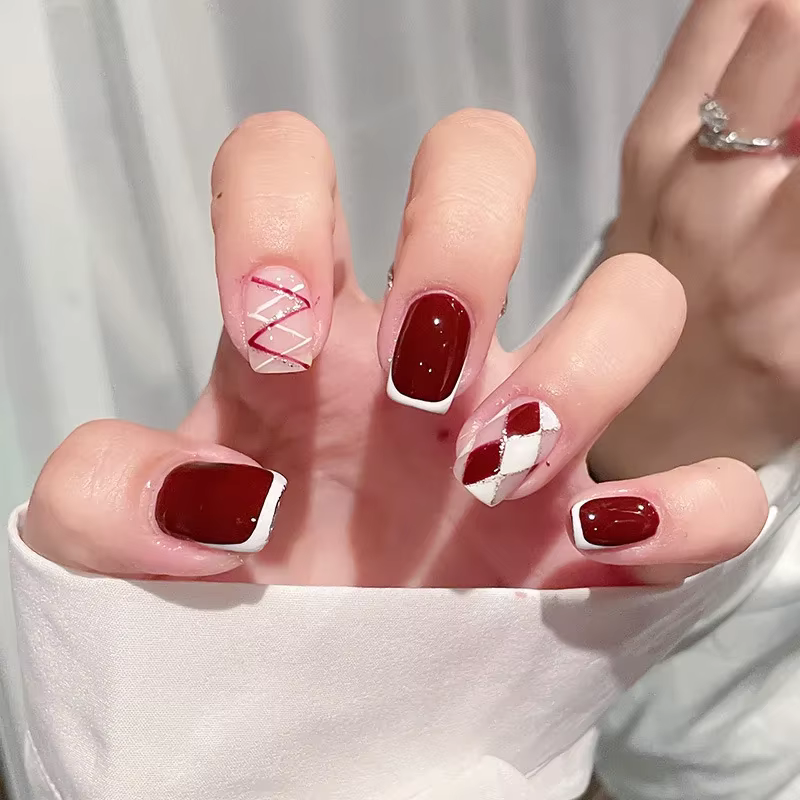Faux ongles Vintage de noël faits à la main