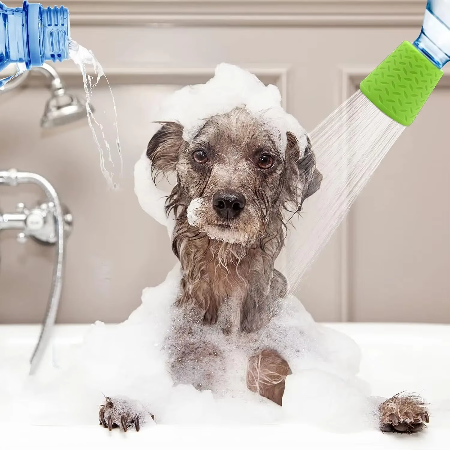 Douche pour animaux de compagnie Silicone Portable pomme de douche pour animaux de compagnie en plein air chat et chien douche fournitures de nettoyage Portable douche pour animaux de compagnie douche