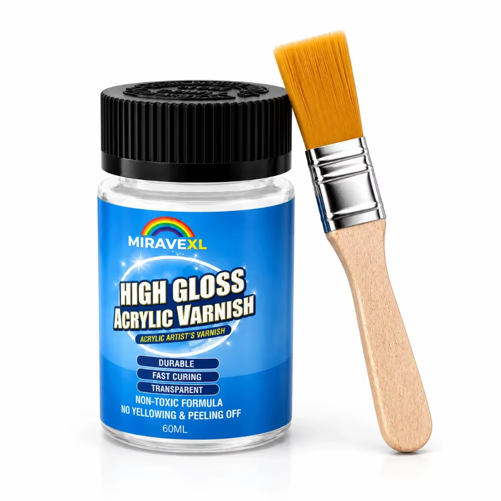Vernis acrylique haute brillance 60 ml à base d'eau, liquide de finition protectrice pour peinture acrylique, argile, bois, artisanat, entretien des peintures artistiques