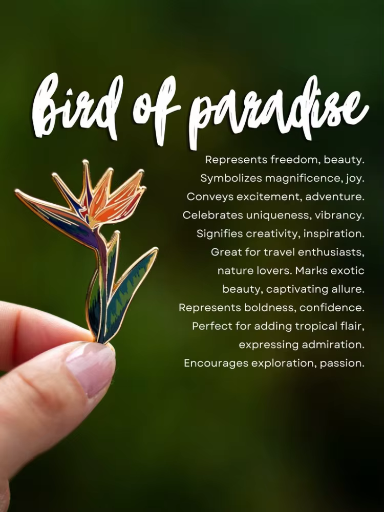 Broche en émail dur pour plante oiseau du paradis, bijoux tropicaux Orange, cadeau pour amoureux de la Nature, broche botanique, accessoires pour jardiniers