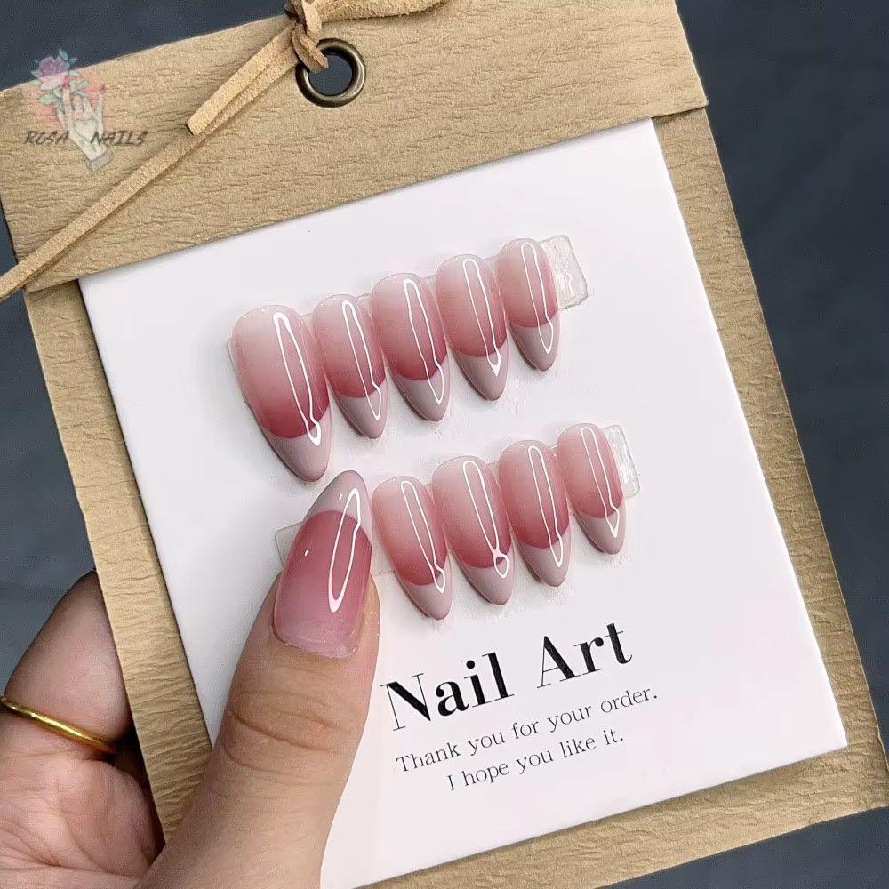 ROSA NAILS-Ensemble de faux-ongles à pression