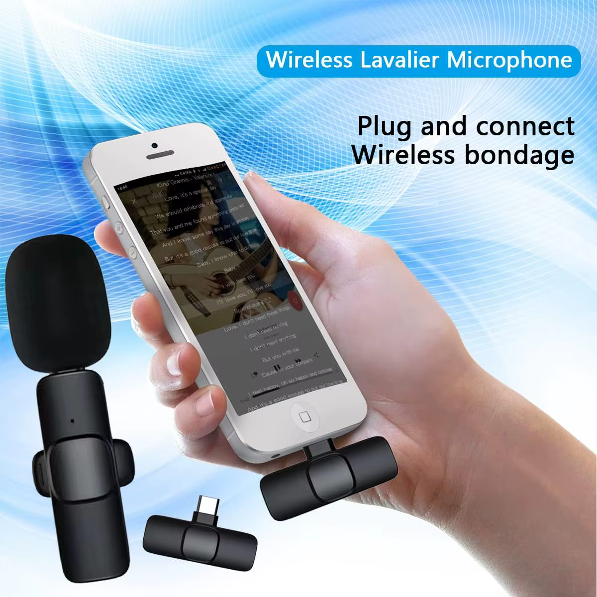 Microphones sans fil pour Android, iPhone, Type C, iOS, mini microphone cravate avec clip pour l'enregistrement vidéo, mini micro