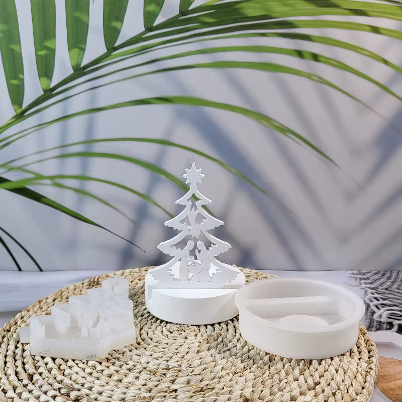 Moule en plâtre de prière de Jésus dans l'arbre de Noël, moule en silicone bricolage, décoration enfichable