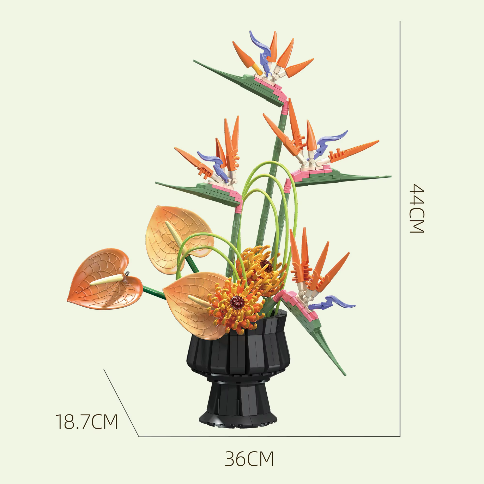 796 pièces Blocs de construction Plante Oiseau de paradis, Fleur botanique en pot, Décoration de bureau, Briques DIY, Jouets pour adultes, Cadeaux