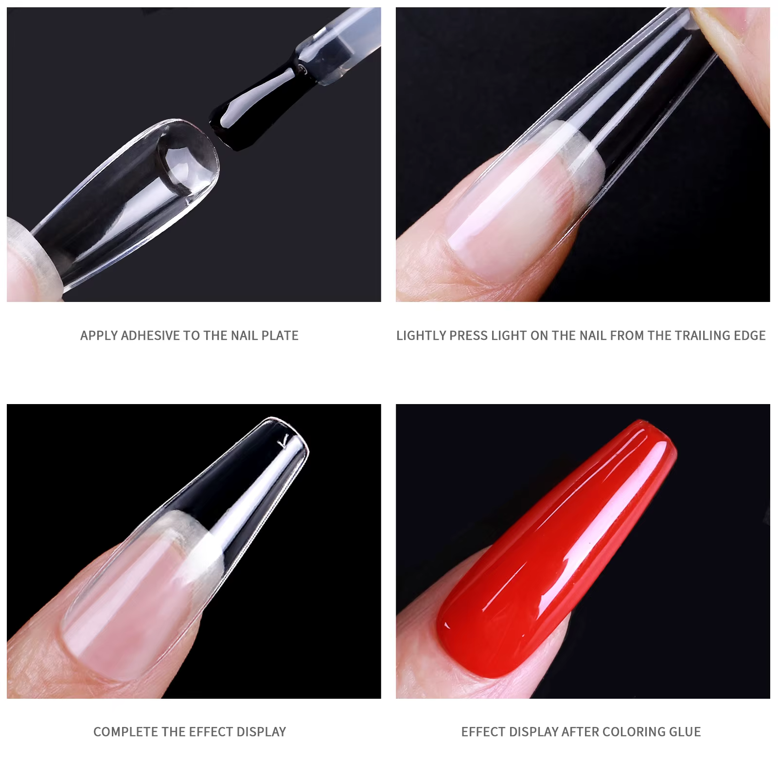 1 boîte de Faux ongles longs en acrylique transparent