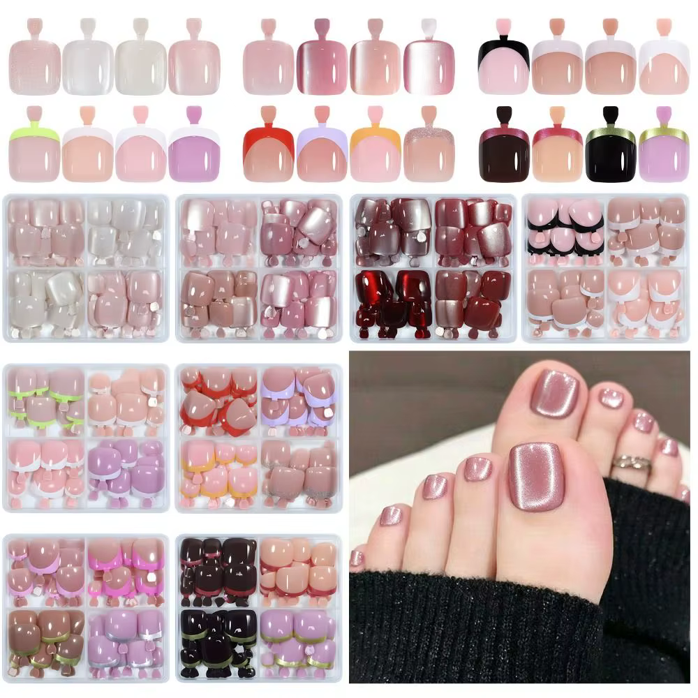 Faux ongles courts carrés pour les orteils