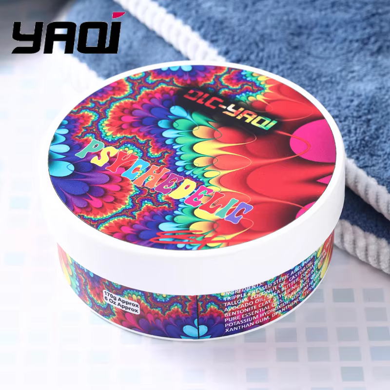 Vente Flash 2026 ! Savon à raser professionnel YAQI PSYCHEDELIC Atisan 170g pour hommes, facile à mousser, rasage hydratant