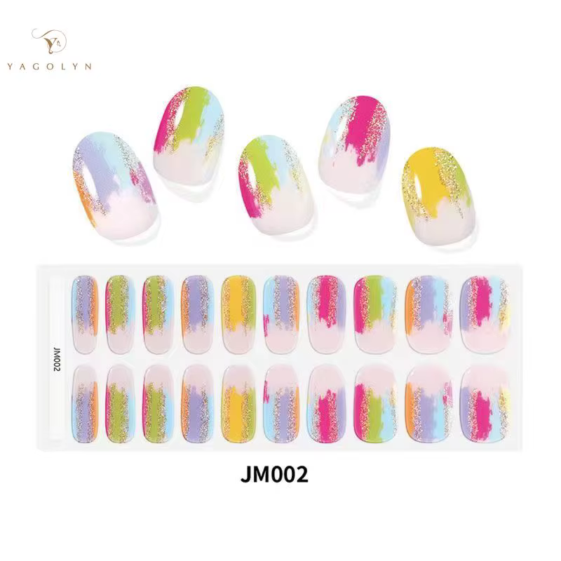 Ensemble d'autocollants pour ongles en gel semi-durci pour lampe UV