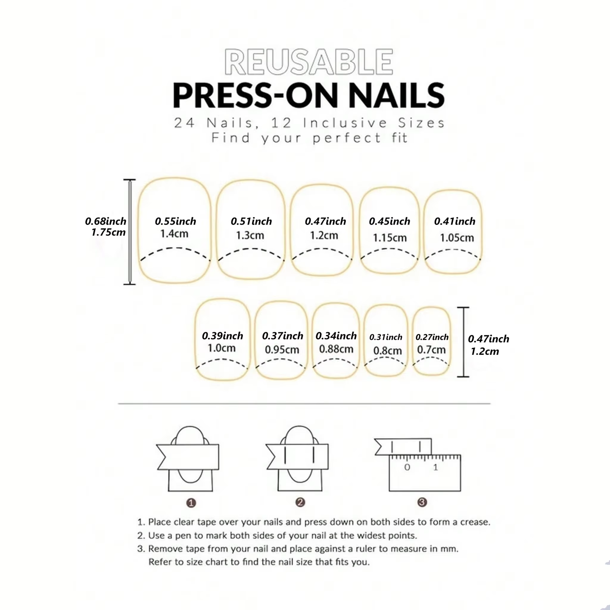 144 faux ongles carrés à presser