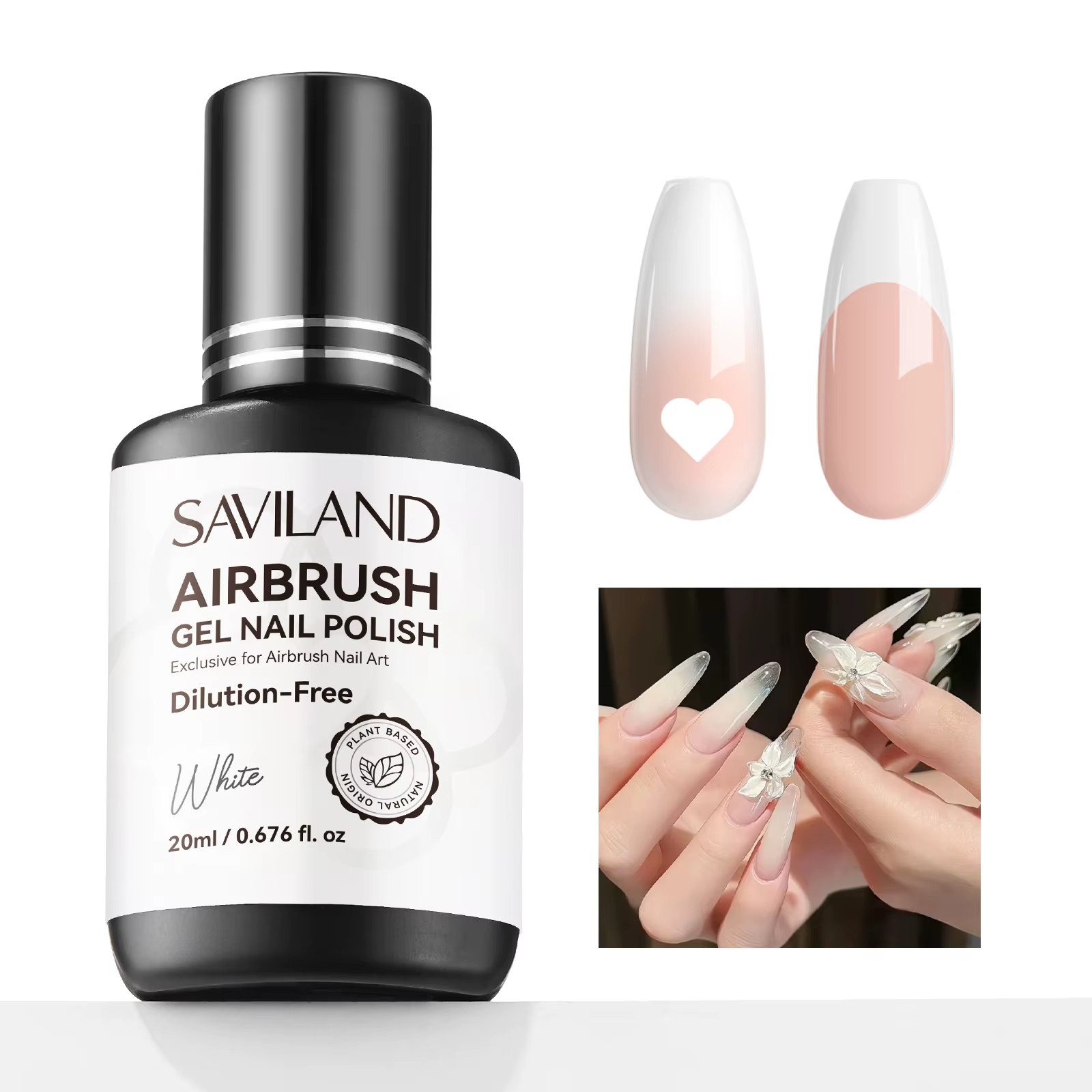 SAVILAND 20ml aérographe Gel vernis à ongles sans dilution blanc noir