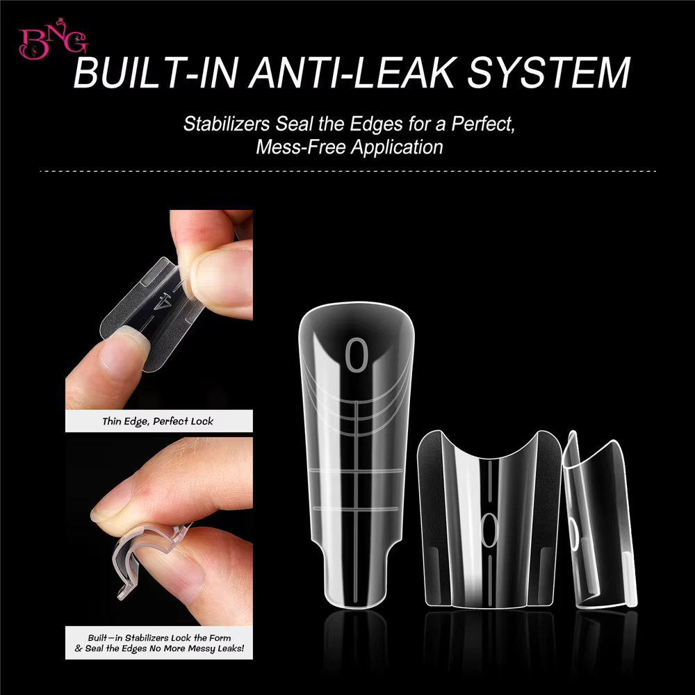 BNG 280 pièces ongles Sandwich double formes carrées
