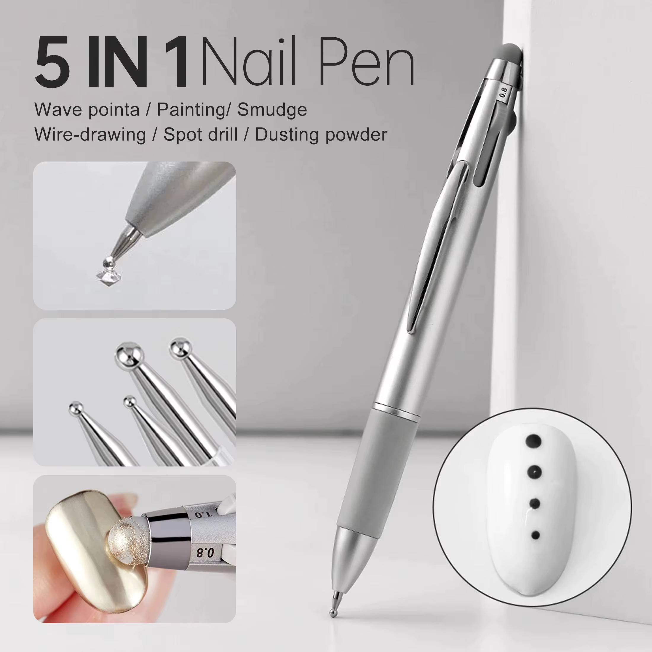 Outils de nail art 6 en 1 : Disque de pointillage