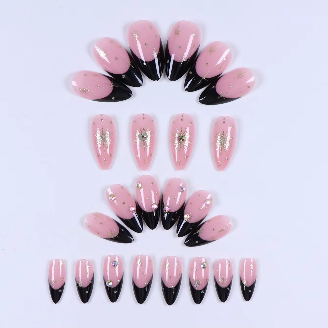 Faux ongles à pression en amande moyenne