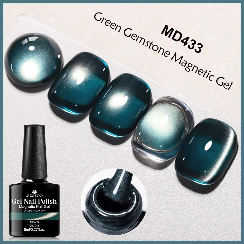 Vernis à ongles semi-permanent magnétique en gel UV/LED 8ml vert émeraude effet cristal pour salon de manucure DIY