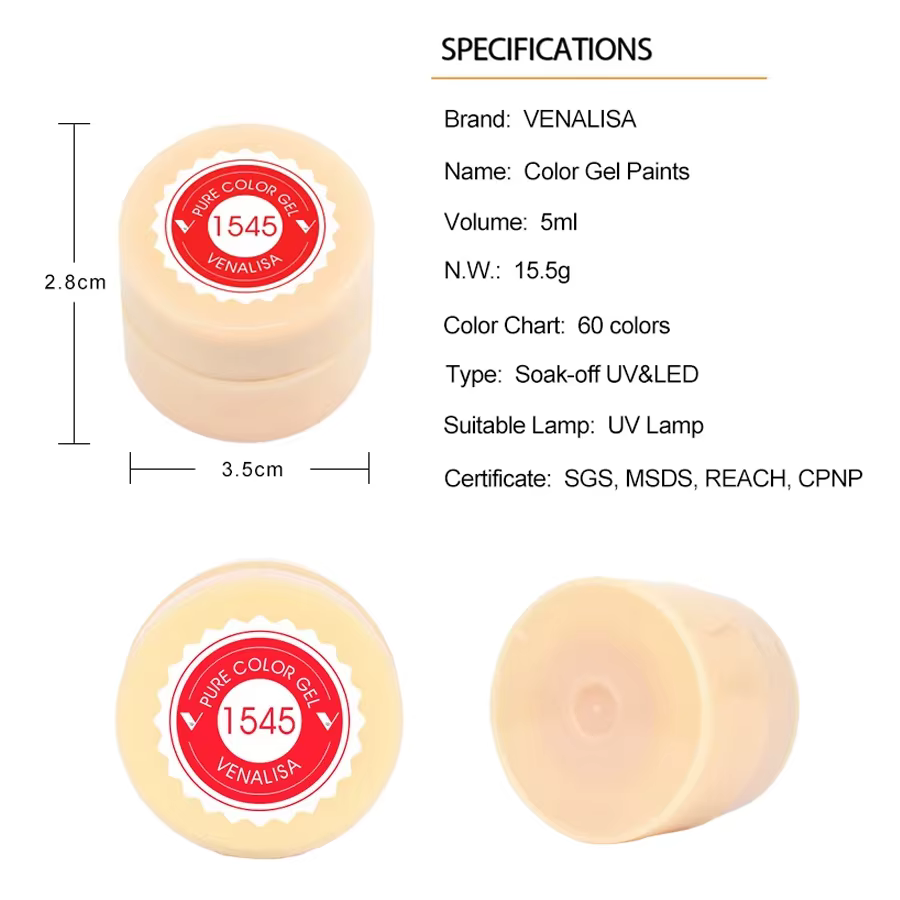 Venalisa peinture Gel 60 couleurs 5ml Nail Art