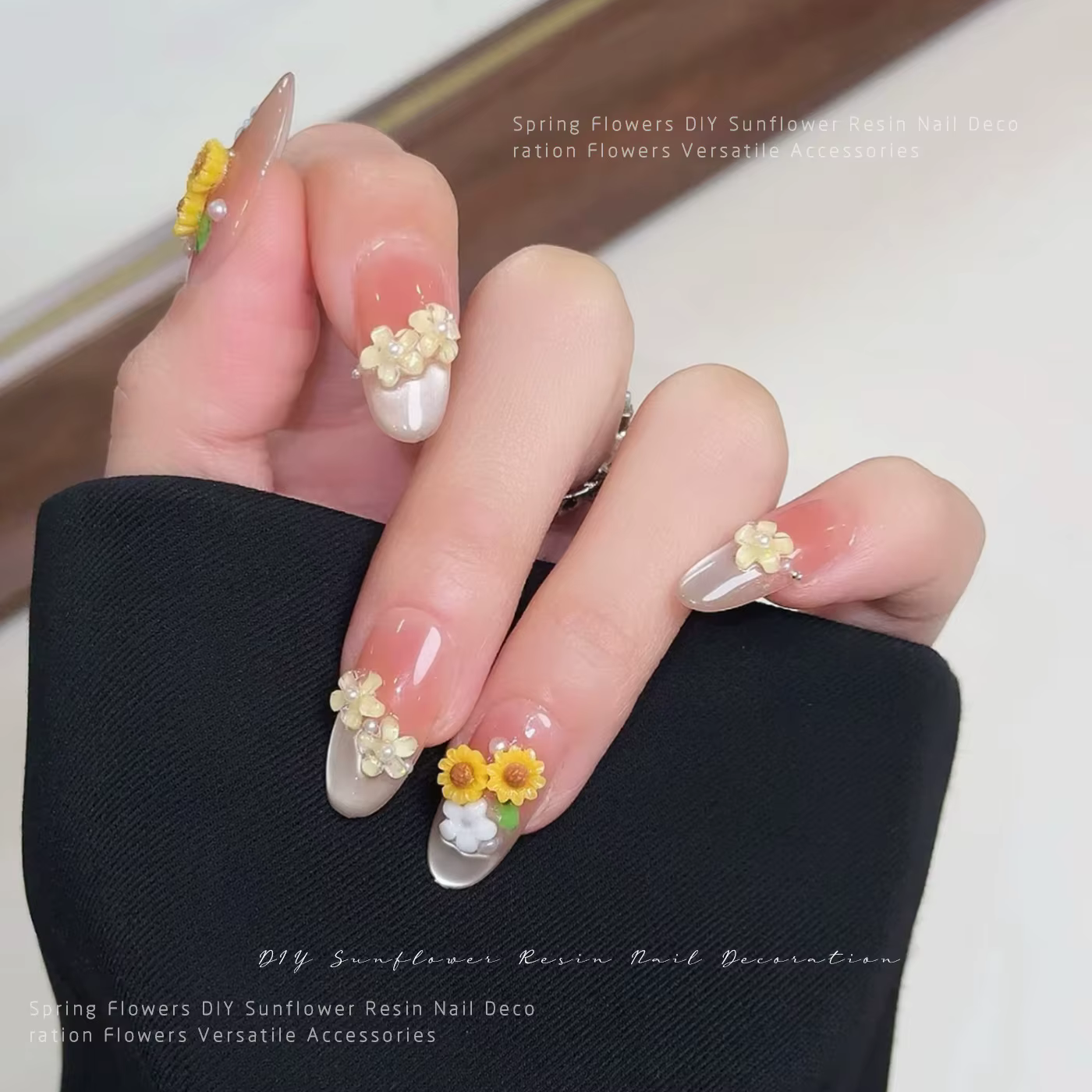 100 PIÈCES Fleurs de tournesol 3D réalistes pour ongles