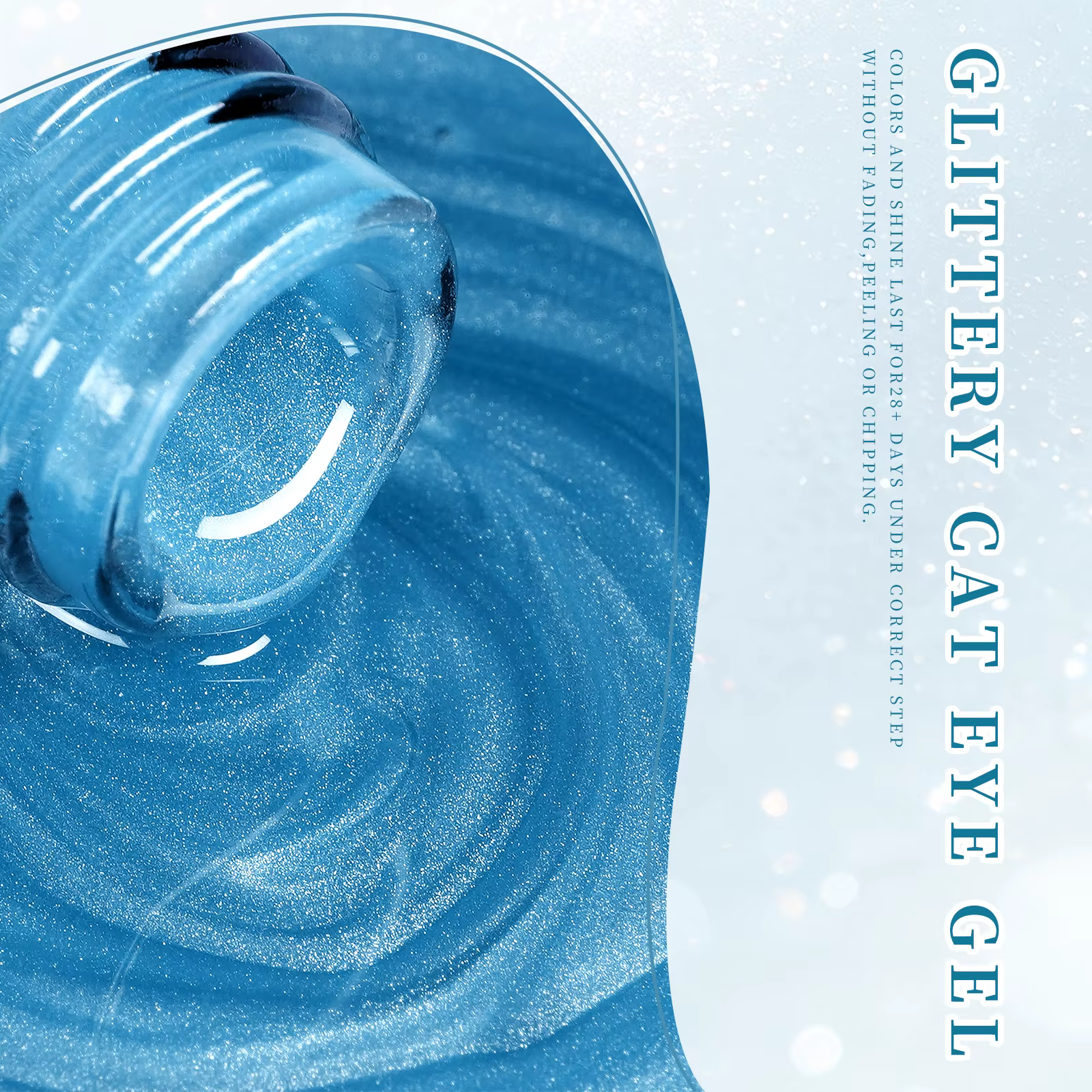 Vernis à ongles gel magnétique œil de chat bleu pailleté 7
