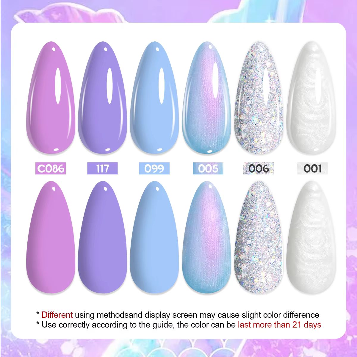 QAZIXU – Kit de vernis à ongles gel pailleté effet sirène 6 couleurs