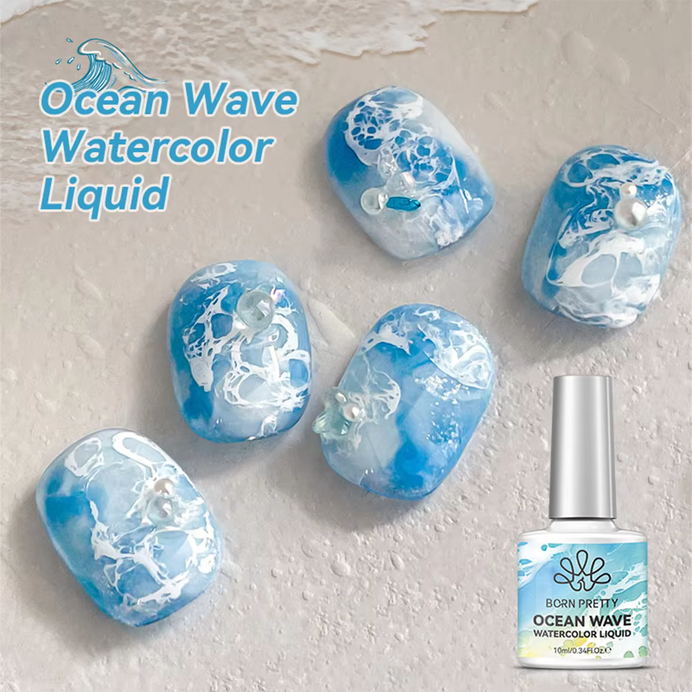 Vernis à ongles gel aquarelle 10ml Onde Océanique Blanche