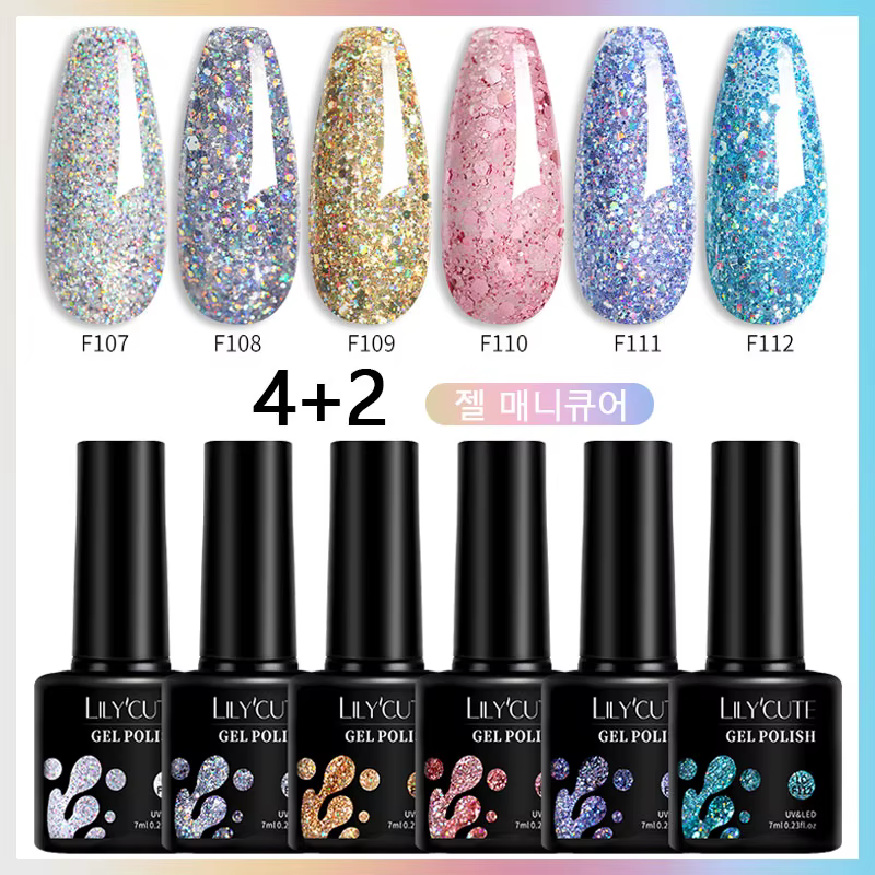 LILYCUTE 7ml 6 Pcs/Set Glitter Gel Vernis