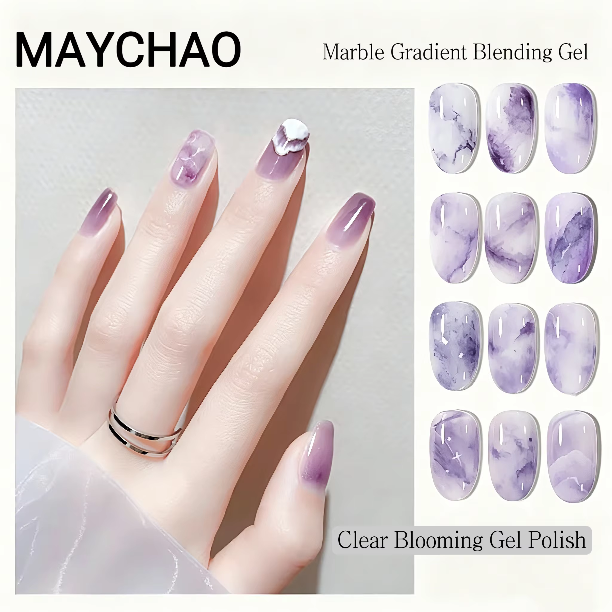 MAYCHAO Gel Polish Transparent Effet Marbre Dégradé pour Ongles