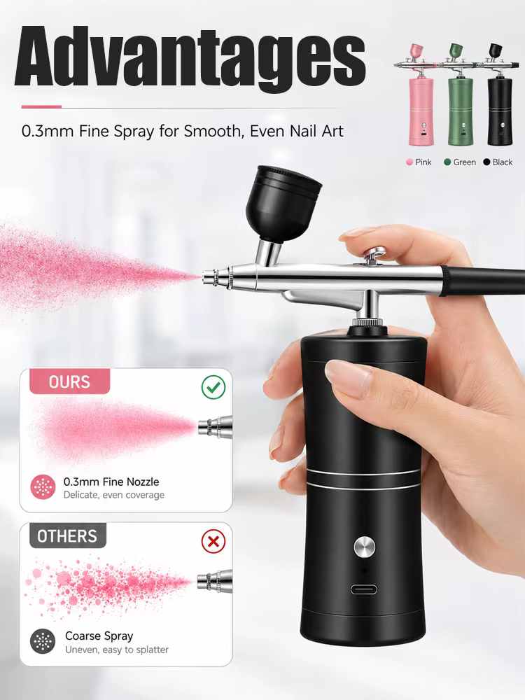 Aérographe pour ongles avec compresseur portable pour nail art et peinture sur gâteaux