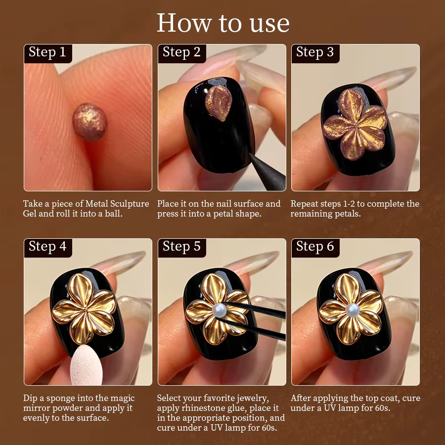 Gel de modelage 3D en métal pour ongles