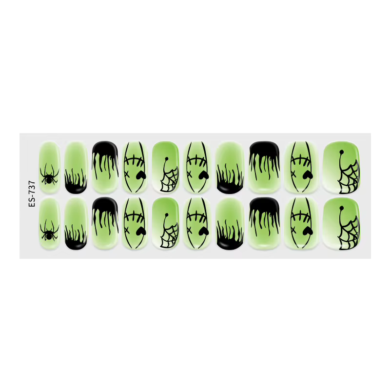 Nouveau 20 conseils Halloween Gel ongles Patch éclairage durcissement UV Semi-curant bricolage longue durée Semi-durcir