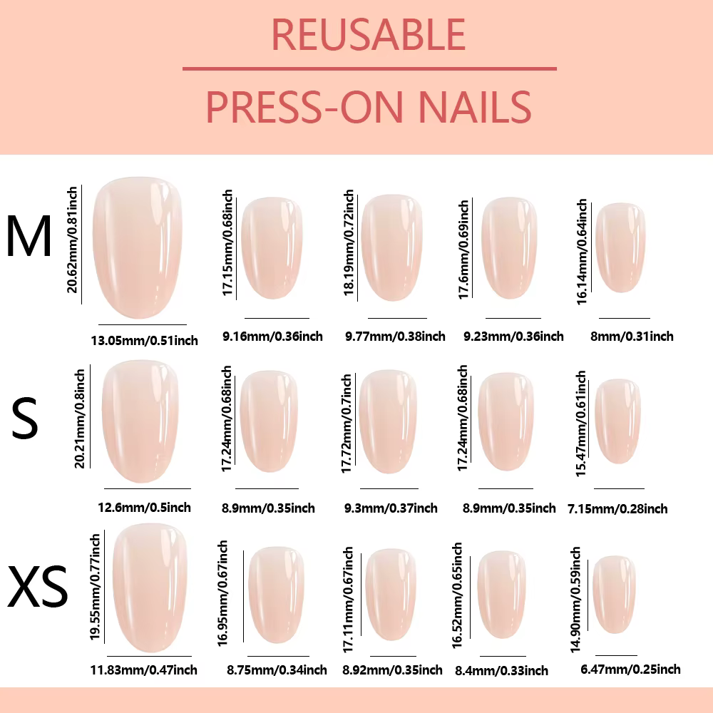 150 pièces dégradé nu court amande faux ongles XS/S/M taille brillant couverture complète presse