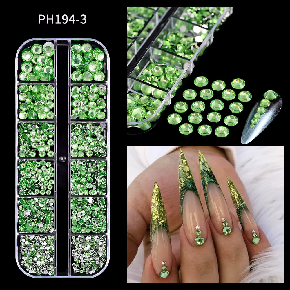 12 grilles scintillantes Rose rouge cristal strass Nail Art forme mixte diamants breloques pour ongles