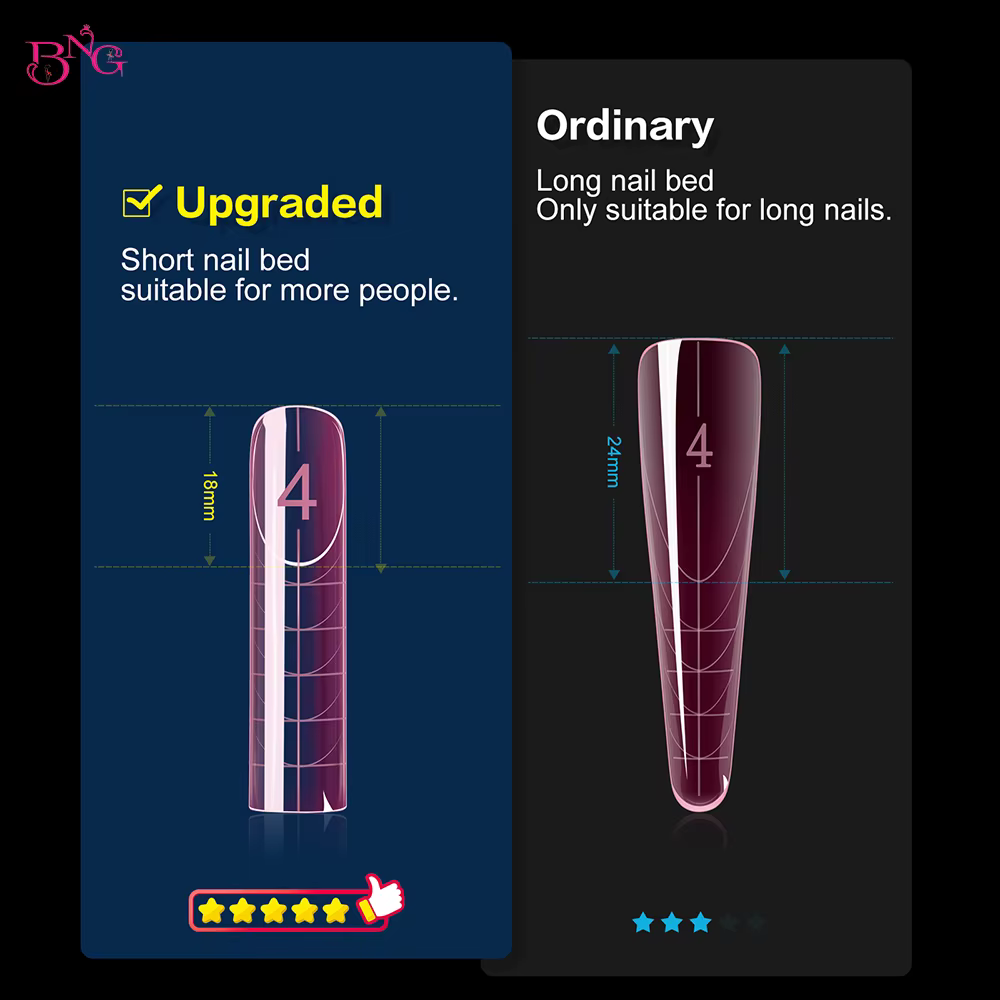 BNG français ongles double formes carré amande Extension d'ongle moules rose moule de construction rapide pour manucure française 120/140 pièces