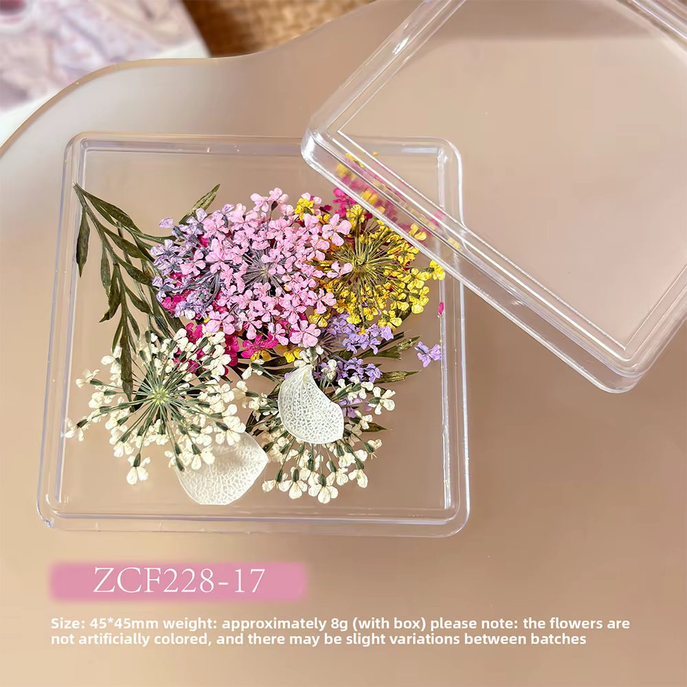 1 boîte de fleurs séchées 3D de style japonais pour la décoration des ongles